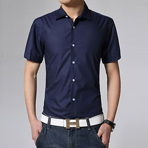 

Men's Shirt Solid Colored Short Sleeve Daily Tops Business Basic White Black Purple