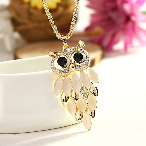 

Women's Cat's Eye Long Necklace Long Owl Trendy Casual / Sporty Chrome Gold Black 72 cm Necklace Jewelry 1pc For Daily Going out