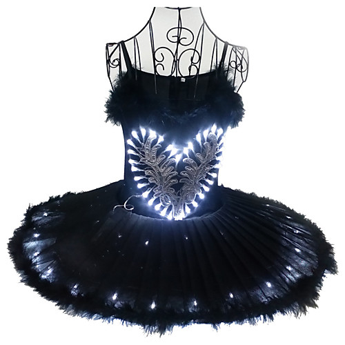 

Ballet Dancer Black Swan LED Layered Dress Tutu Bubble Skirt Under Skirt Women's Girls' Kid's Tulle Cotton Costume Black / matte white / White Vintage Cosplay Christmas Party Halloween Sleeveless