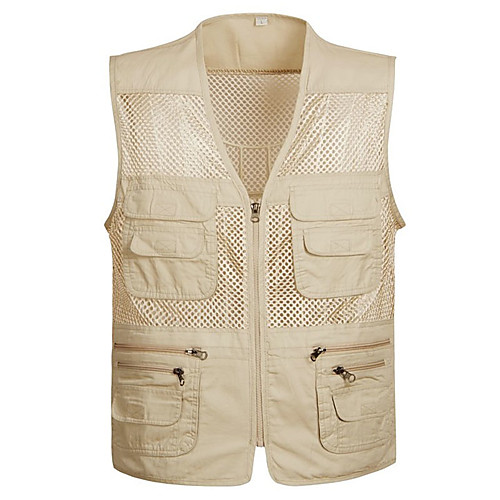 

Men's Hiking Vest / Gilet Fishing Vest Outdoor Solid Color Lightweight Breathable Quick Dry Sweat-wicking Top Single Slider Hunting Fishing Climbing Army Green Khaki