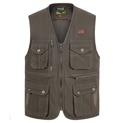 

Men's Hiking Vest / Gilet Fishing Vest Winter Outdoor Lightweight Breathable Wear Resistance Multi Pocket Vest / Gilet Top Cotton Single Slider Camping / Hiking Hunting Fishing Brown / White / Army