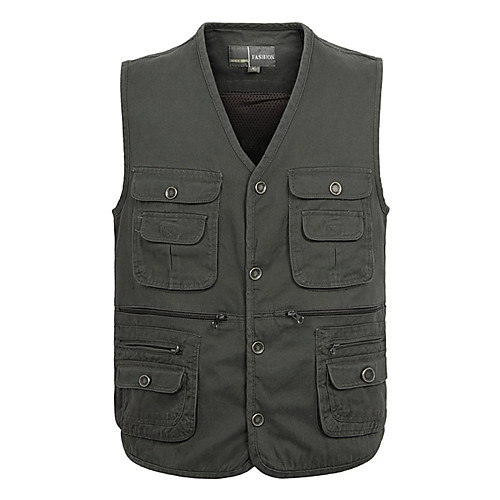 

Men's Hiking Vest / Gilet Fishing Vest Outdoor Solid Color Lightweight Breathable Quick Dry Sweat-wicking Jacket Top Single Slider Hunting Fishing Hiking Army Green Ivory