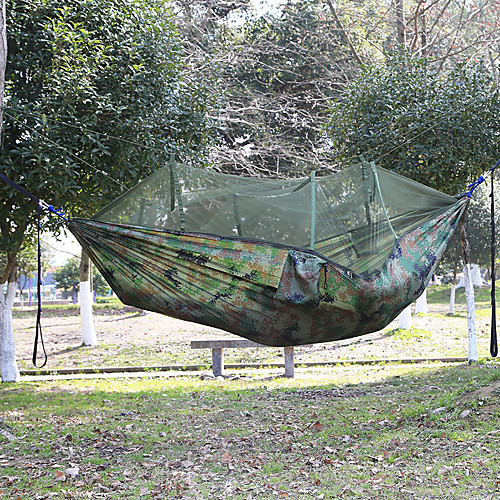 

Camping Hammock with Mosquito Net Outdoor Lightweight Quick Dry Anti-Mosquito Breathability Wearable Nylon for 2 person Fishing Camping Camo / Camouflage Camouflage 260140 cm Two Ways To Use