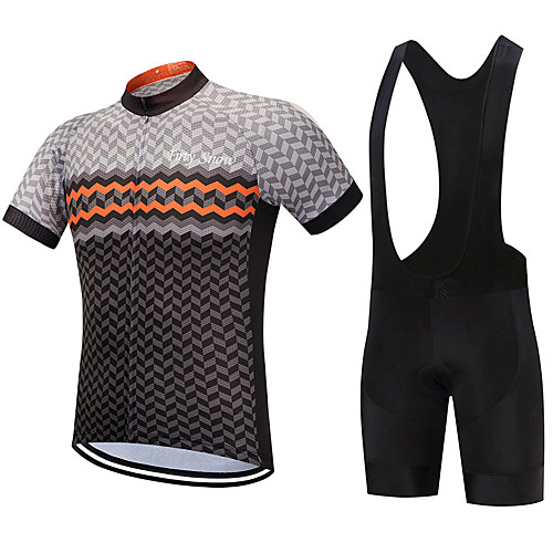 

FirtySnow Men's Short Sleeve Cycling Jersey with Bib Shorts White Black Plaid / Checkered Bike Clothing Suit Breathable Moisture Wicking Quick Dry Sports Polyester Plaid / Checkered Mountain Bike MTB
