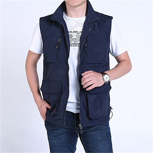 

Men's Hiking Vest / Gilet Fishing Vest Outdoor Solid Color Lightweight Breathable Quick Dry Sweat-wicking Jacket Top Single Slider Hunting Fishing Hiking Army Green Khaki Dark Blue