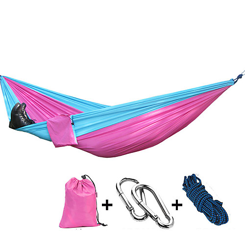 

Camping Hammock Double Hammock Outdoor Lightweight Quick Dry Breathability Wearable Parachute Nylon for 2 person Fishing Camping Blue Blushing Pink Orange
