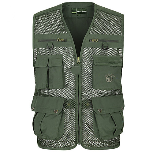

Men's Hiking Vest / Gilet Fishing Vest Outdoor Solid Color Lightweight UV Resistant Breathable Quick Dry Top Single Slider Hunting Fishing Climbing Black Army Green Khaki