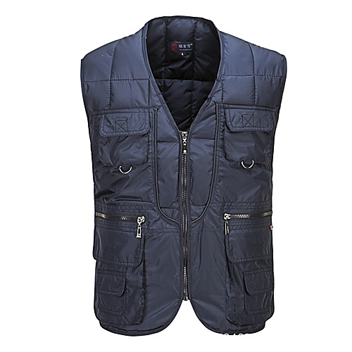 

Men's Hiking Vest / Gilet Fishing Vest Outdoor Solid Color Lightweight Breathable Quick Dry Sweat-wicking Jacket Top Single Slider Hunting Fishing Hiking Army Green Blue