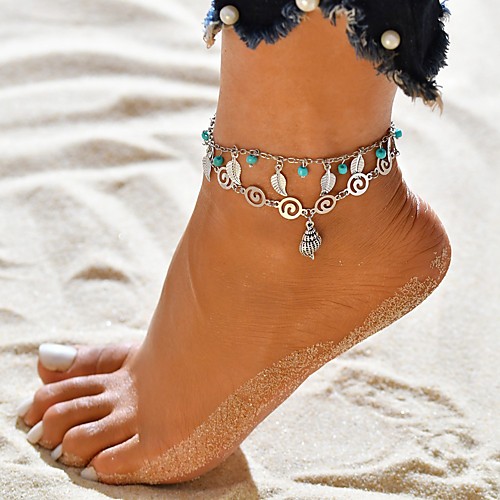 

Ankle Bracelet feet jewelry Tropical Women's Body Jewelry For Wedding Birthday Layered Silver Plated Silver 1pc