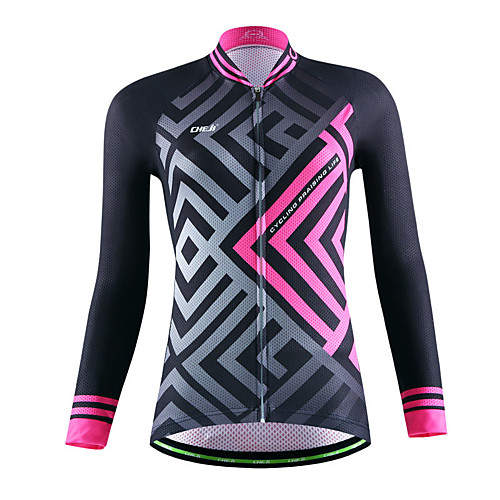 

cheji Women's Long Sleeve Cycling Jersey Winter Fleece Polyester Green Blue Silver Bike Jersey Top Mountain Bike MTB Road Bike Cycling Breathable Sports Clothing Apparel / High Elasticity