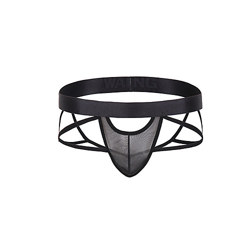 

Men's Mesh Sexy Briefs Underwear - Asian Size, Solid Colored Mid Waist Black M L XL