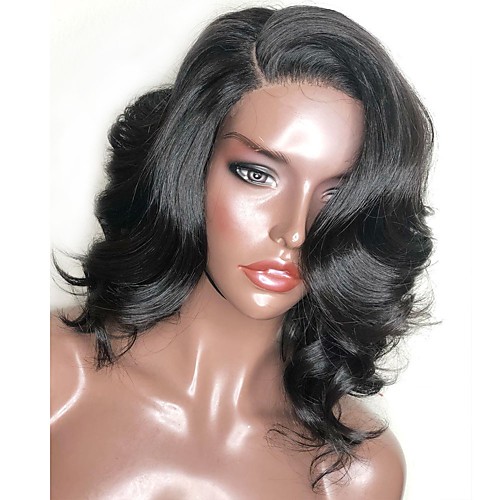 

Synthetic Lace Front Wig Wavy Body Wave Kardashian Layered Haircut Side Part L Part Lace Front Wig Short Black#1B Synthetic Hair 14 inch Women's Soft Heat Resistant New Arrival Black Modernfairy Hair