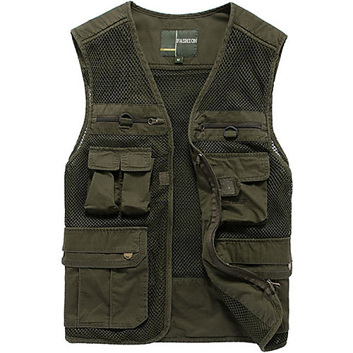 

Men's Hiking Vest / Gilet Fishing Vest Outdoor Solid Color Lightweight Breathable Quick Dry Sweat-wicking Top Mesh N / A Hunting Fishing Climbing Army Green Khaki