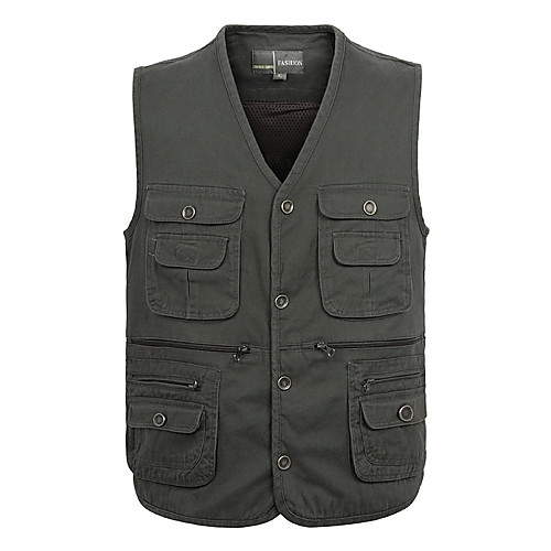 

Men's Hiking Vest / Gilet Fishing Vest Outdoor Solid Color Lightweight Breathable Quick Dry Fast Dry Top Cotton N / A Hunting Fishing Climbing White Army Green Grey