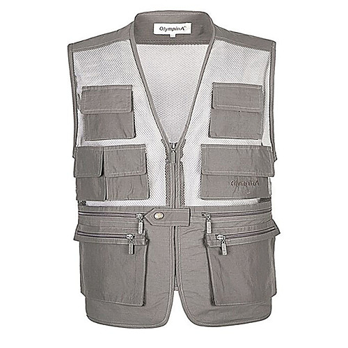 

Men's Hiking Vest / Gilet Fishing Vest Outdoor Solid Color Multifunctional Lightweight Breathable Quick Dry Top Single Slider Hunting Fishing Climbing White Army Green Grey Khaki