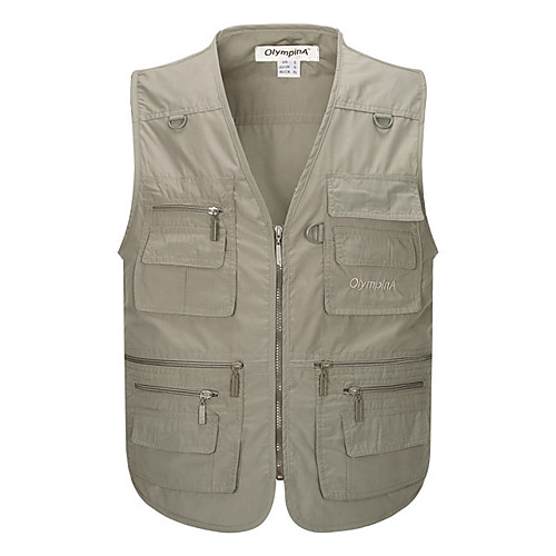 

Men's Hiking Vest / Gilet Fishing Vest Outdoor Solid Color Lightweight Windproof Breathable Quick Dry Top Canvas Single Slider Hunting Fishing Climbing Dark Grey White Army Green Grey Khaki