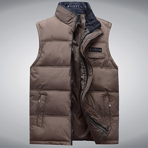 

Men's Hiking Vest / Gilet Padded Hiking Vest Fishing Vest Winter Outdoor Solid Color Thermal Warm Lightweight Windproof Breathable Jacket Top Single Slider Hunting Fishing Hiking Red Khaki Dark Blue
