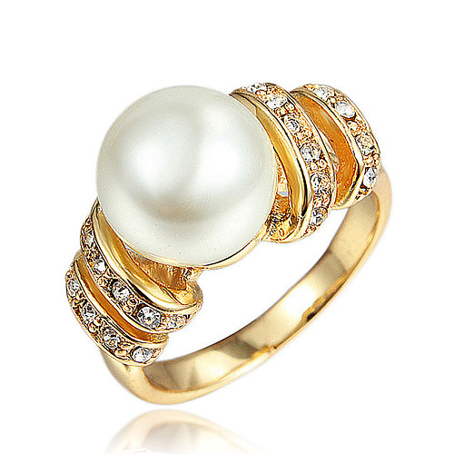

Women's Ring Promise Ring Cubic Zirconia 1pc Gold Silver 18K Gold Plated Imitation Pearl Yellow Gold Stylish Fashion Elegant Party Engagement Jewelry Classic / Imitation Diamond