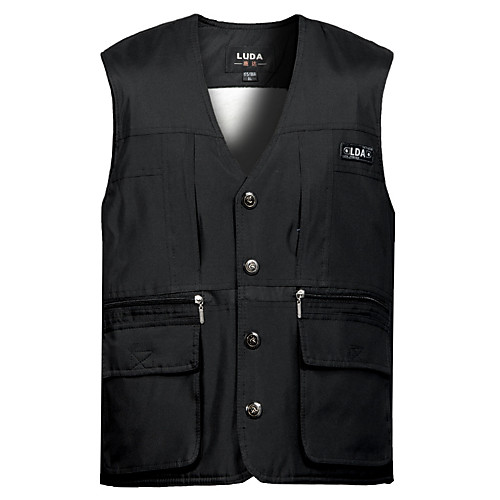 

Men's Hiking Vest / Gilet Fishing Vest Outdoor Solid Color Thermal Warm Lightweight Windproof Breathable Top Single Slider Hunting Fishing Climbing Black Army Green / Quick Dry