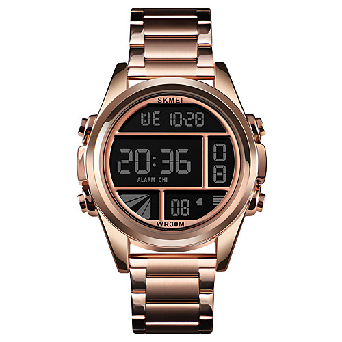 

SKMEI Men's Sport Watch Wrist Watch Digital Watch Digital Stainless Steel Black / Blue / Silver 30 m Water Resistant / Waterproof Alarm Calendar / date / day Digital Luxury Fashion - Blue Rose Gold