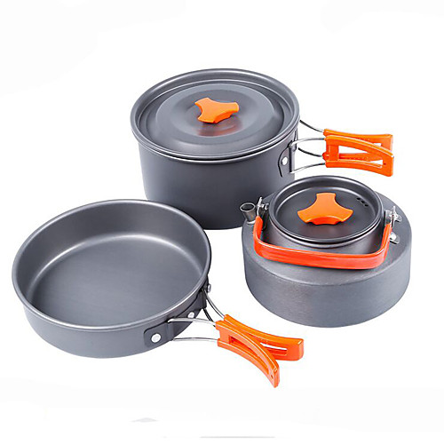 

Camping Pot with Pan Pot & Pan Lightweight Windproof Rain Waterproof Hard Alumina for 2 - 3 person Outdoor Fishing Camping Grey