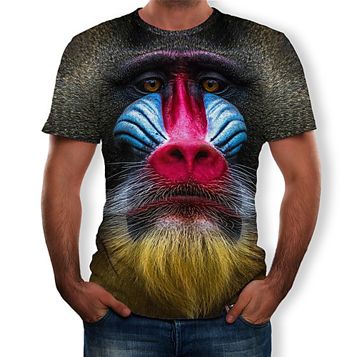 

Men's Plus Size 3D Graphic Print T-shirt Street chic Exaggerated Daily Holiday Round Neck Yellow / Short Sleeve