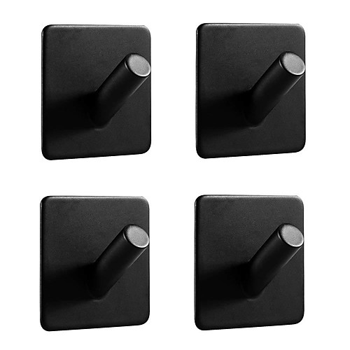 

Simple Adhesive Hooks Heavy Duty 4 pack Durable 305 Stainless Steel Wall Hangers, Waterproof Rustproof Oil Proof for Kitchen, Bathrooms, Doors, Office, Closet-Black