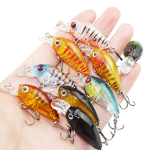 

9 pcs Fishing Lures Crank lifelike 3D Eyes Floating Bass Trout Pike Sea Fishing Bait Casting Spinning