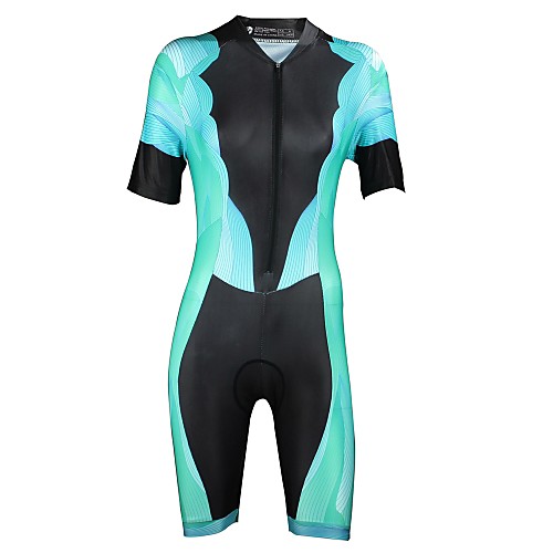 

ILPALADINO Women's Short Sleeve Triathlon Tri Suit Elastane Black Bike Triathlon / Tri Suit Breathable Quick Dry Ultraviolet Resistant Sports Clothing Apparel