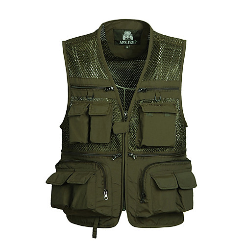 

Men's Hiking Vest / Gilet Fishing Vest Outdoor Solid Color Lightweight Breathable Quick Dry Sweat-wicking Jacket Top Mesh Single Slider Hunting Fishing Hiking Army Green Khaki
