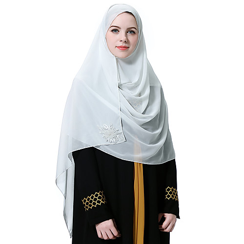 

Women's Basic Chiffon Hijab - Solid Colored Sequins / All Seasons