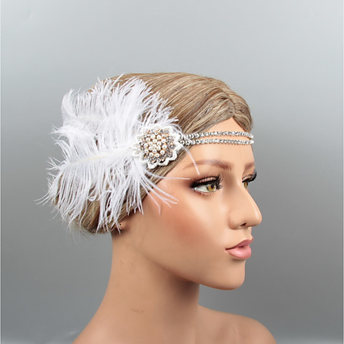 

Vintage 1920s The Great Gatsby Feathers Headbands / Headpiece / Hair Accessory with Crystal / Feather 1 pc Wedding / Party / Evening Headpiece