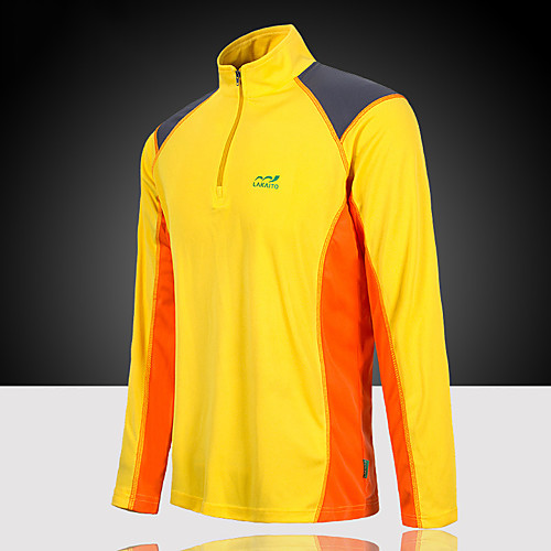 

Men's Hiking Tee shirt Long Sleeve Standing Collar Tee Tshirt Top Outdoor Lightweight UV Resistant Breathable Quick Dry Summer POLY Patchwork Yellow Red Blue Camping / Hiking Camping / Hiking