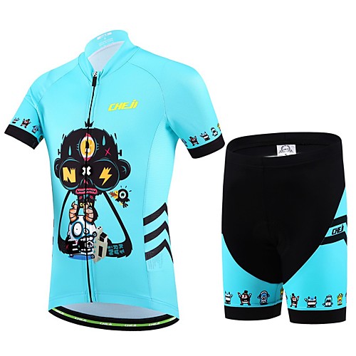 

cheji Boys' Girls' Short Sleeve Cycling Jersey with Shorts - Kid's Red Blue Cartoon Bike Clothing Suit Breathable Sports Lycra Cartoon Mountain Bike MTB Road Bike Cycling Clothing Apparel