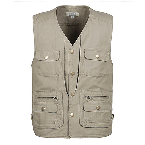 

Men's Hiking Vest / Gilet Fishing Vest Outdoor Solid Color Lightweight Breathable Quick Dry Sweat-wicking Jacket Top Mesh Cotton Single Slider Hunting Fishing Hiking Army Green Khaki