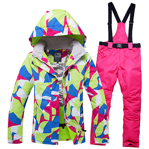 

RIVIYELE Women's Ski Jacket with Pants Winter Sports Windproof Warm Breathability Cotton POLY Denim Clothing Suit Ski Wear