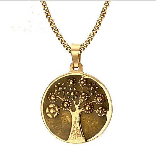 

Men's Women's Pendant Necklace Classic Engraved life Tree Fashion Steel Stainless Gold 60 cm Necklace Jewelry 1pc For Gift Daily