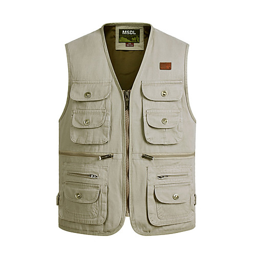 

Men's Hiking Vest / Gilet Fishing Vest Outdoor Solid Color Lightweight Breathable Quick Dry Sweat-wicking Top Cotton Single Slider Hunting Fishing Climbing White Army Green Khaki Brown