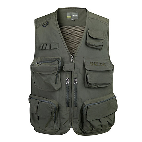 

Men's Hiking Vest / Gilet Fishing Vest Outdoor Solid Color Lightweight Breathable Quick Dry Sweat-wicking Top Single Slider Hunting Fishing Climbing Army Green Blue Khaki