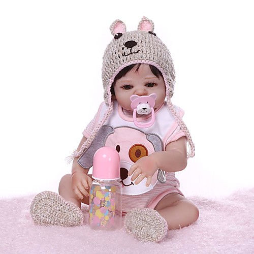 

NPKCOLLECTION 20 inch Reborn Doll Baby Girl Gift Hand Made Artificial Implantation Brown Eyes Full Body Silicone Silica Gel Vinyl with Clothes and Accessories for Girls' Birthday and Festival Gifts