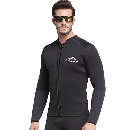 

SBART Men's Wetsuit Top 3mm SCR Neoprene Top Thermal Warm Long Sleeve Front Zip - Diving Surfing Snorkeling Autumn / Fall Winter Spring / Micro-elastic / Athleisure