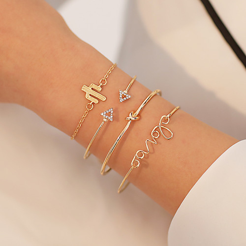 

4pcs Women's Bracelet Classic Wedding Birthday Vintage Theme European Trendy Casual / Sporty Ethnic French Alloy Bracelet Jewelry Gold For Date Festival