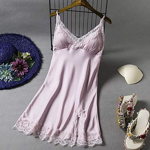 

Women's Lace Sexy Babydoll & Slips Nightwear Solid Colored Black Blushing Pink Navy Blue M L XL