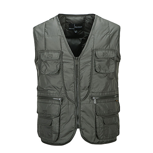 

Men's Hiking Vest / Gilet Fishing Vest Outdoor Solid Color Lightweight Breathable Quick Dry Sweat-wicking Jacket Top Single Slider Hunting Fishing Hiking Army Green Blue