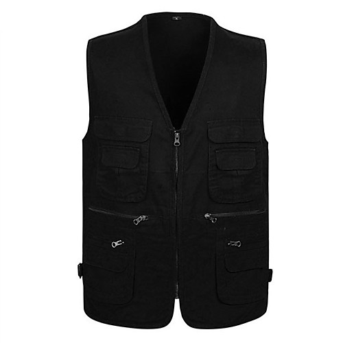 

Men's Hiking Vest / Gilet Fishing Vest Outdoor Solid Color Lightweight Breathable Quick Dry Fast Dry Top Cotton Single Slider Hunting Fishing Climbing Black Red Army Green