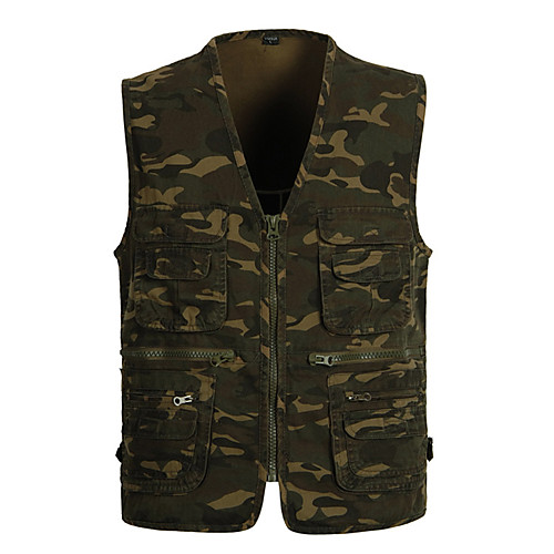 

Men's Hiking Vest / Gilet Fishing Vest Outdoor Camo / Camouflage Lightweight Breathable Quick Dry Sweat-wicking Jacket Top Mesh Single Slider Hunting Fishing Hiking Camouflage