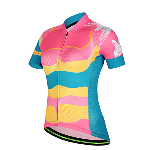 

cheji Women's Short Sleeve Cycling Jersey Polyester Pink Bike Jersey Top Mountain Bike MTB Road Bike Cycling Breathable Sports Clothing Apparel / High Elasticity