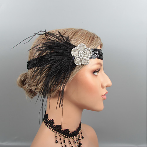 

Vintage 1920s The Great Gatsby Feathers Headbands / Headpiece / Hair Accessory with Rhinestone / Crystal / Feather 1 pc Wedding / Party / Evening Headpiece