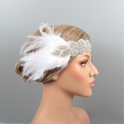 

Vintage 1920s The Great Gatsby Feathers Headbands / Headpiece / Hair Accessory with Crystal / Feather 1 pc Wedding / Party / Evening Headpiece