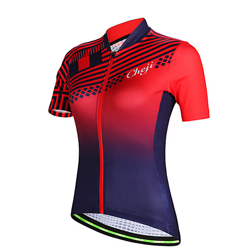 

cheji Women's Short Sleeve Cycling Jersey Polyester Red Bike Jersey Top Mountain Bike MTB Road Bike Cycling Breathable Quick Dry Sports Clothing Apparel